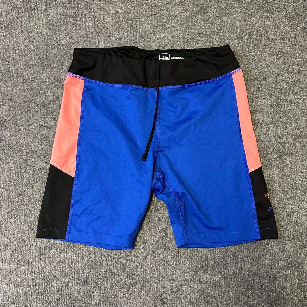 The North Face Shorts Womens M Blue Extreme Colorblock Biker Athletic Stretch